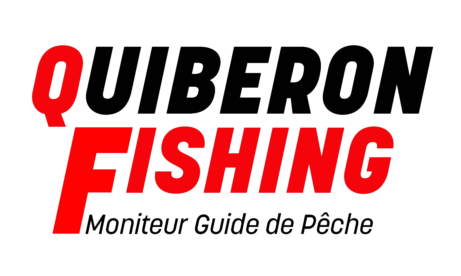 Logo Texte Quiberon Fishing Noir et Rouge Fond Transparent